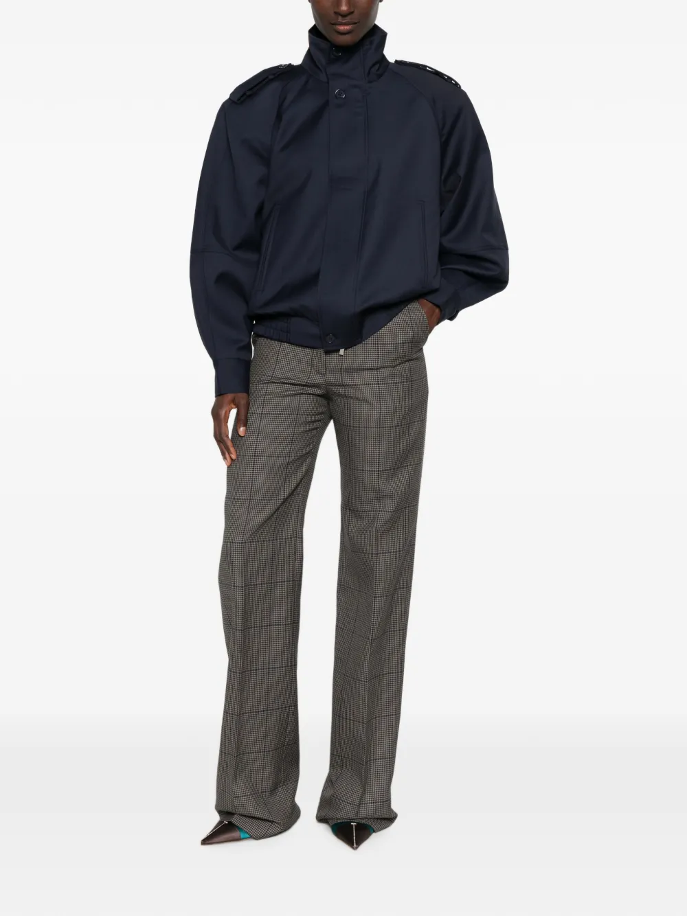 Mugler Houndstooth-pattern Tailored Trousers in Grey, view 2