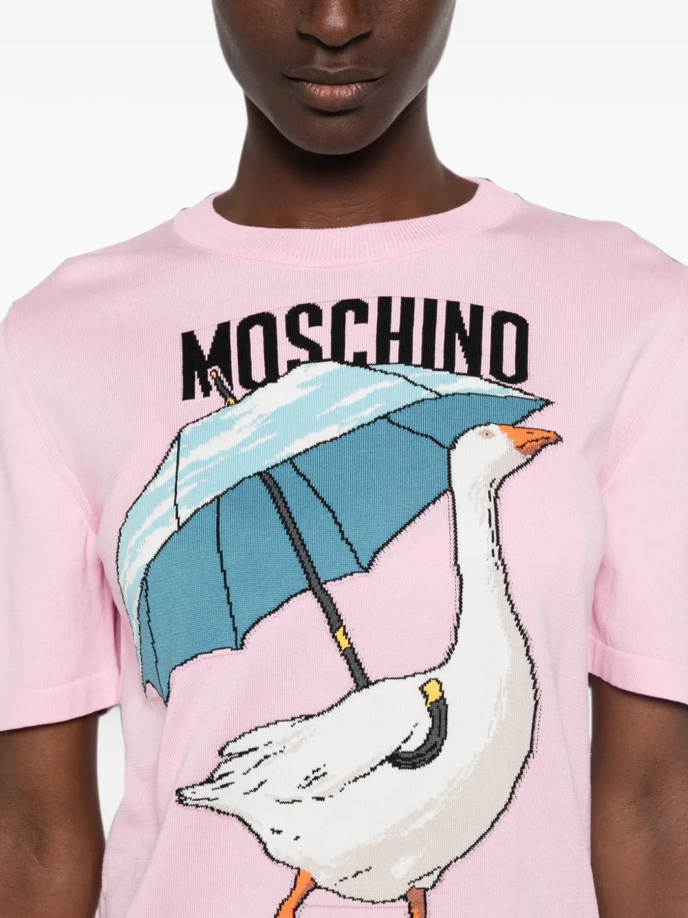 Moschino Top met korte mouwen en gans-intarsia Roze