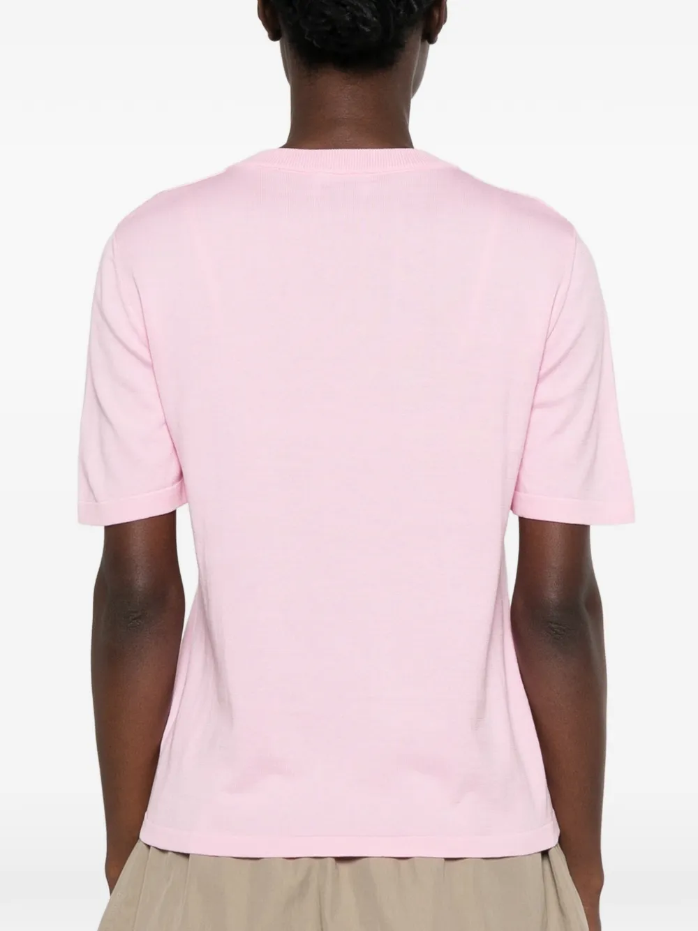 Moschino Top met korte mouwen en gans-intarsia Roze