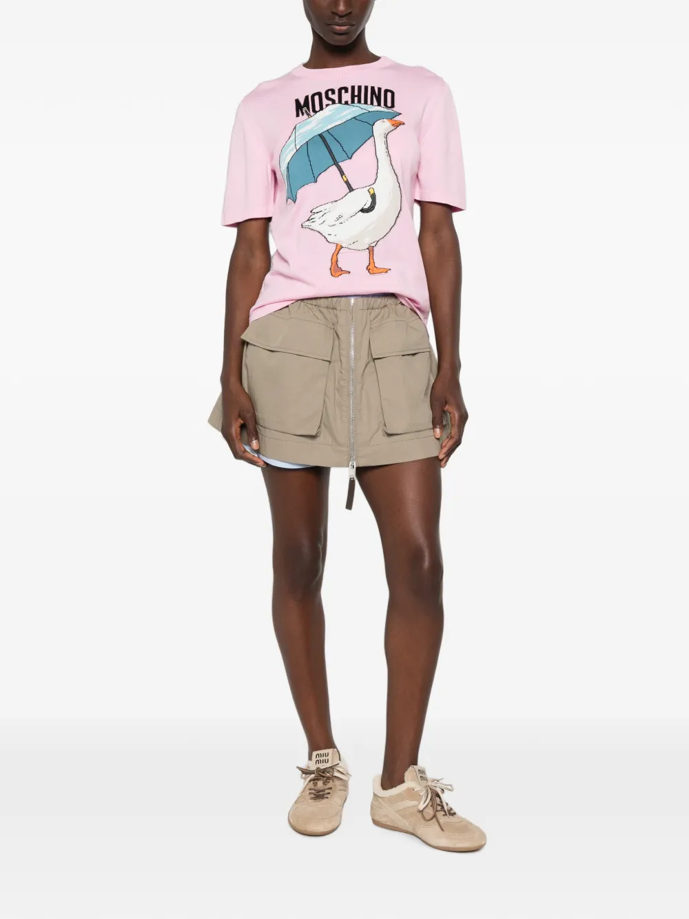 Moschino Top met korte mouwen en gans-intarsia Roze
