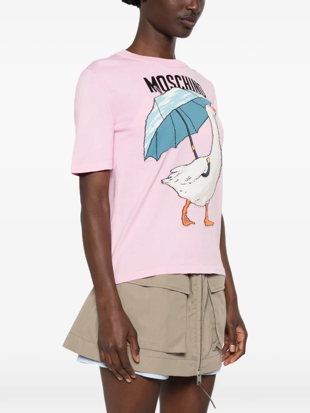 Moschino Top met korte mouwen en gans-intarsia Roze