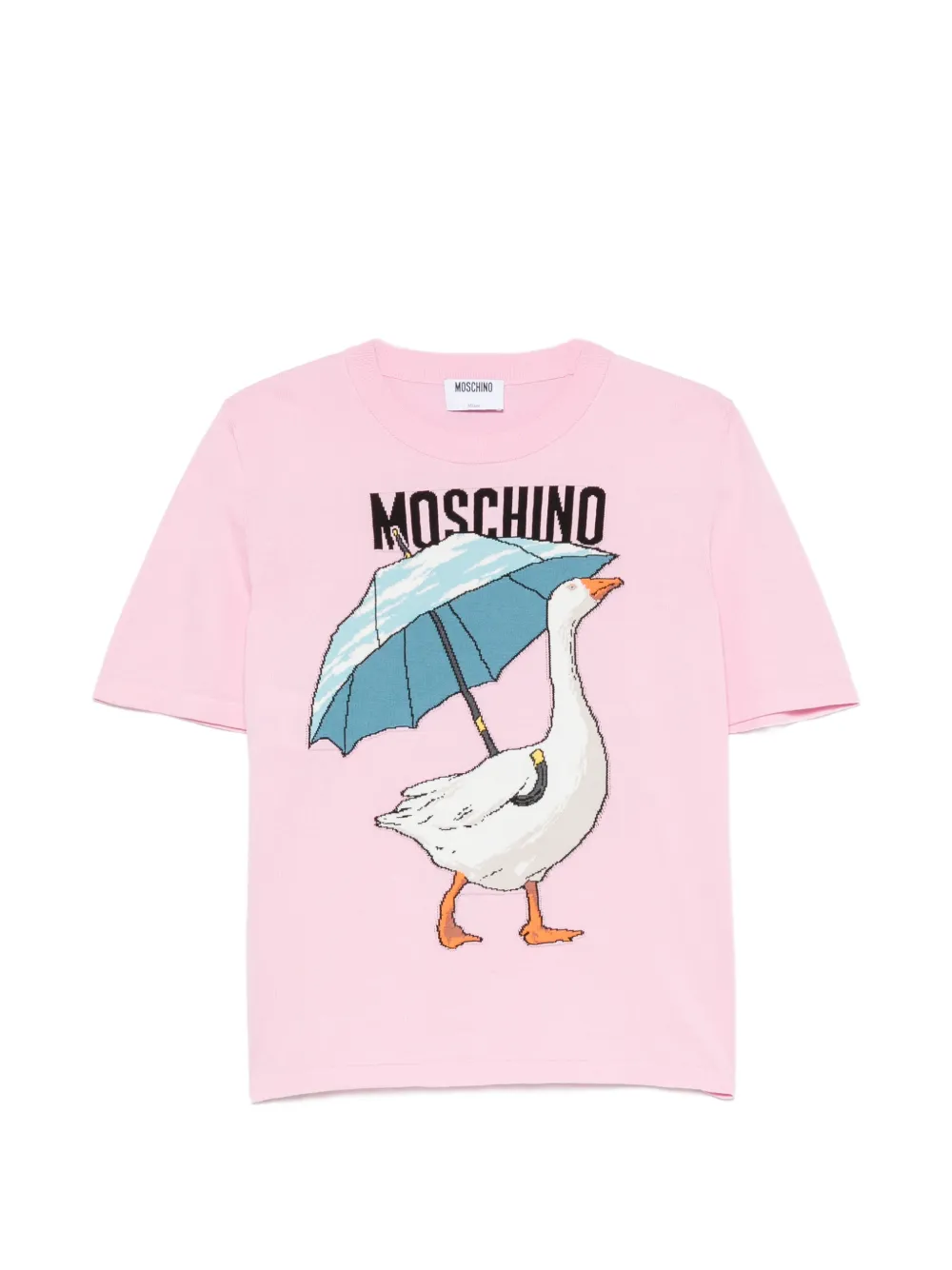 Moschino goose-intarsia short-sleeve top - Rosa