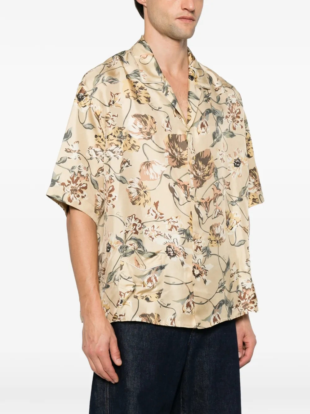Kenzo Wildflower zijden overhemd met bloemen-print Beige
