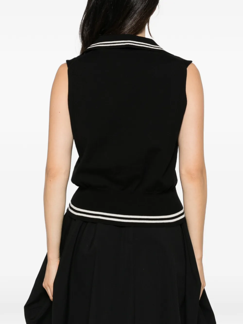 Vivienne Westwood Orb-embroidered striped-trim top Zwart