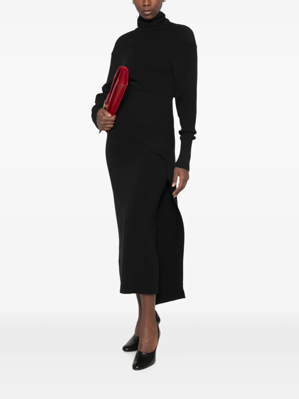Lanvin midi-jurk van wol en kasjmier Zwart