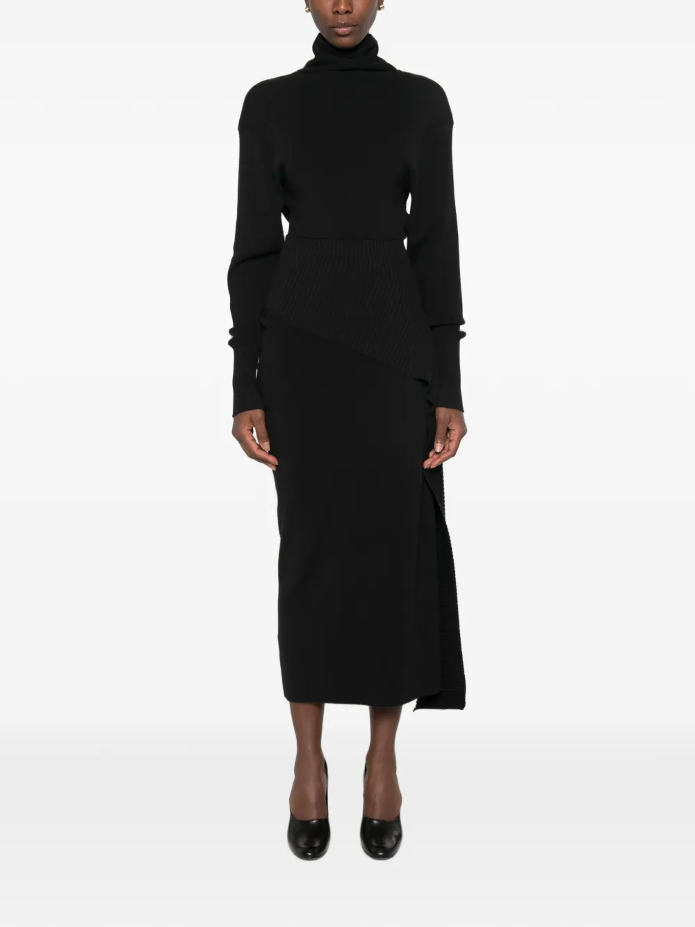 Lanvin midi-jurk van wol en kasjmier Zwart