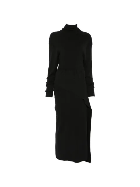 Lanvin ribbed-knit turtleneck asymmetric dress