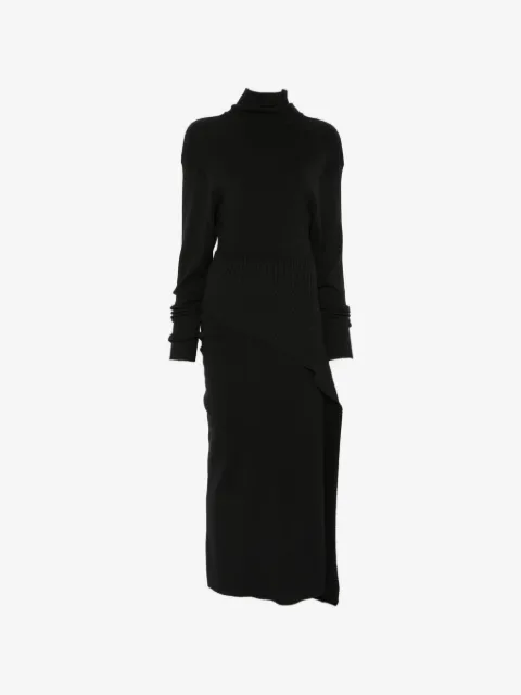 Lanvin ribbed-knit turtleneck asymmetric dress