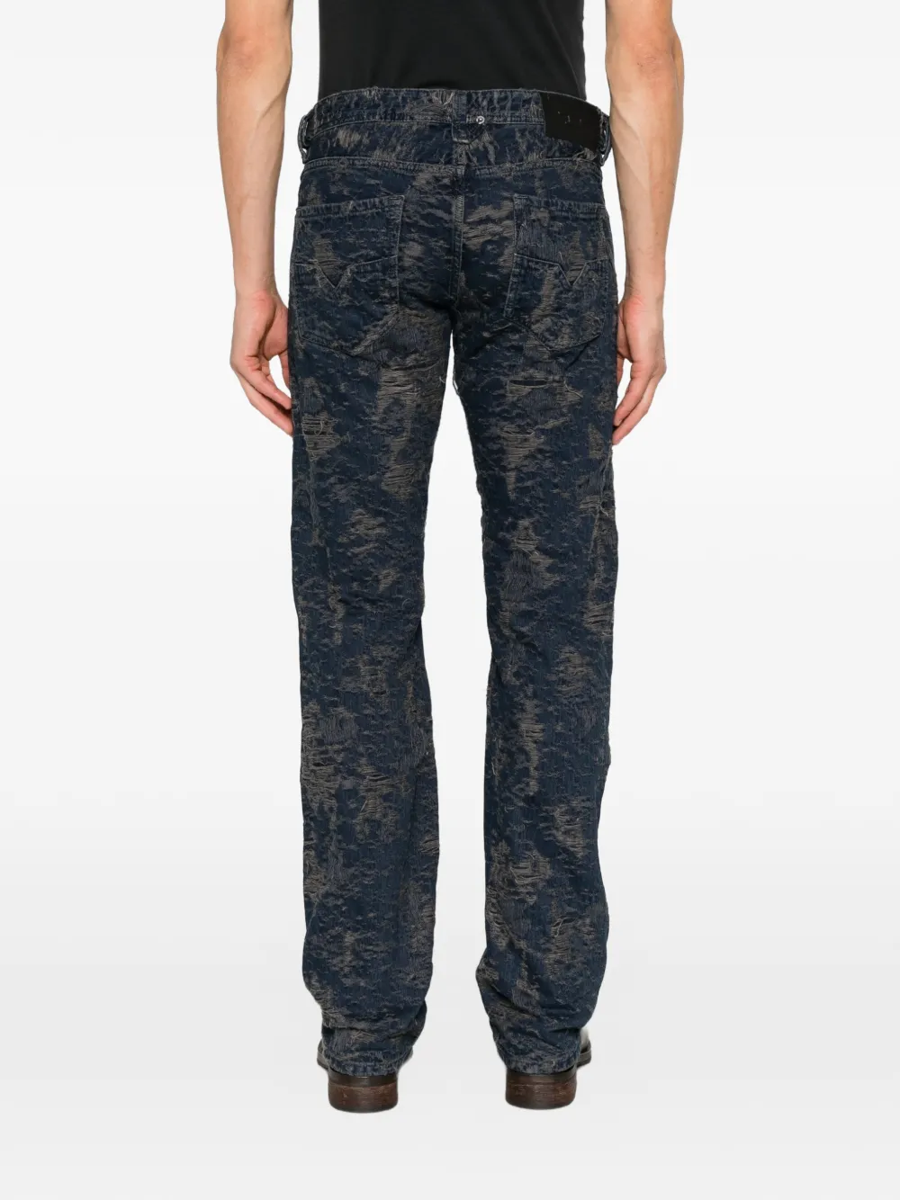 Diesel 1985 Laekee gerafelde jeans met jacquardbreisel Blauw