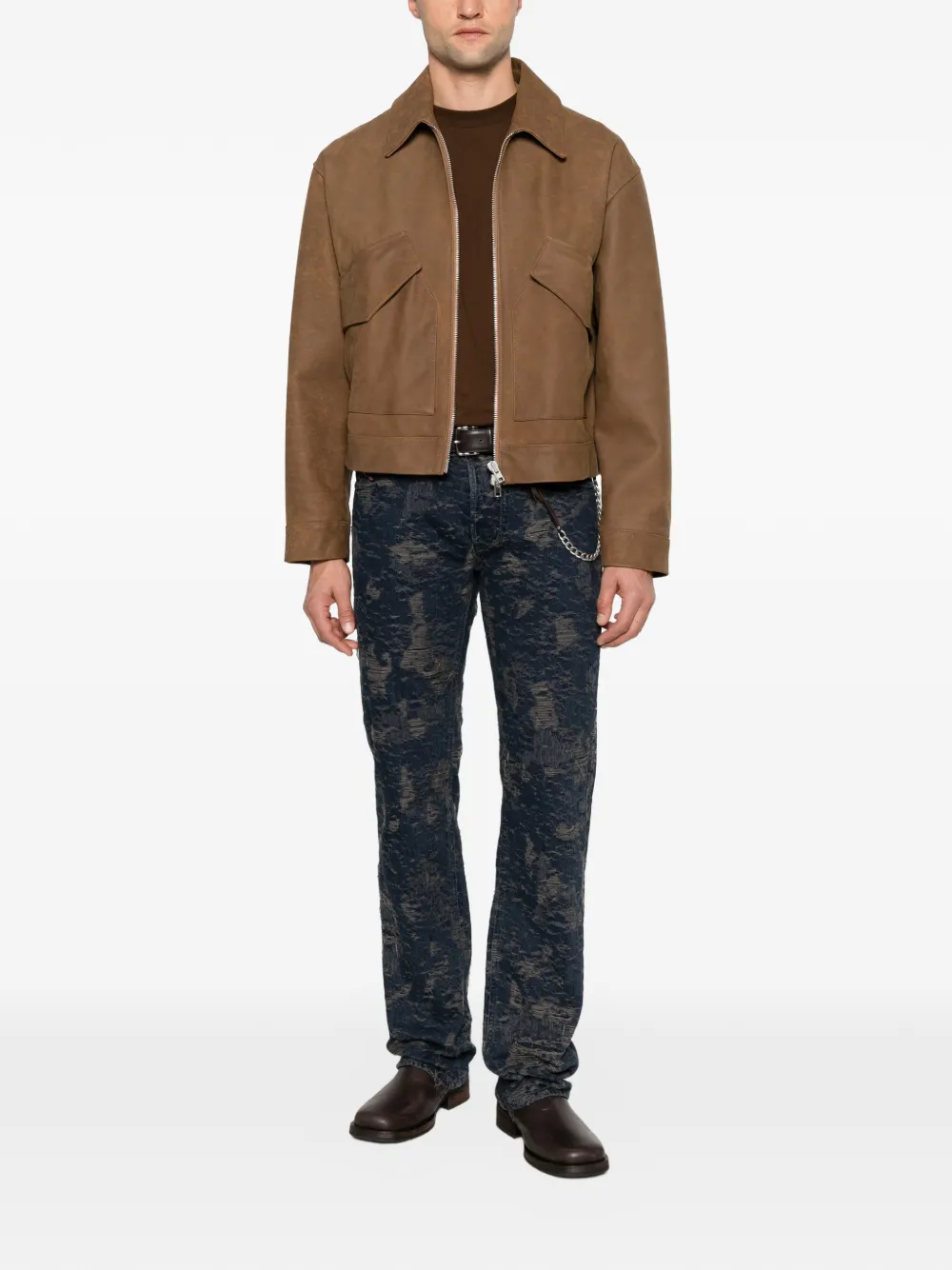 Diesel 1985 Laekee gerafelde jeans met jacquardbreisel Blauw