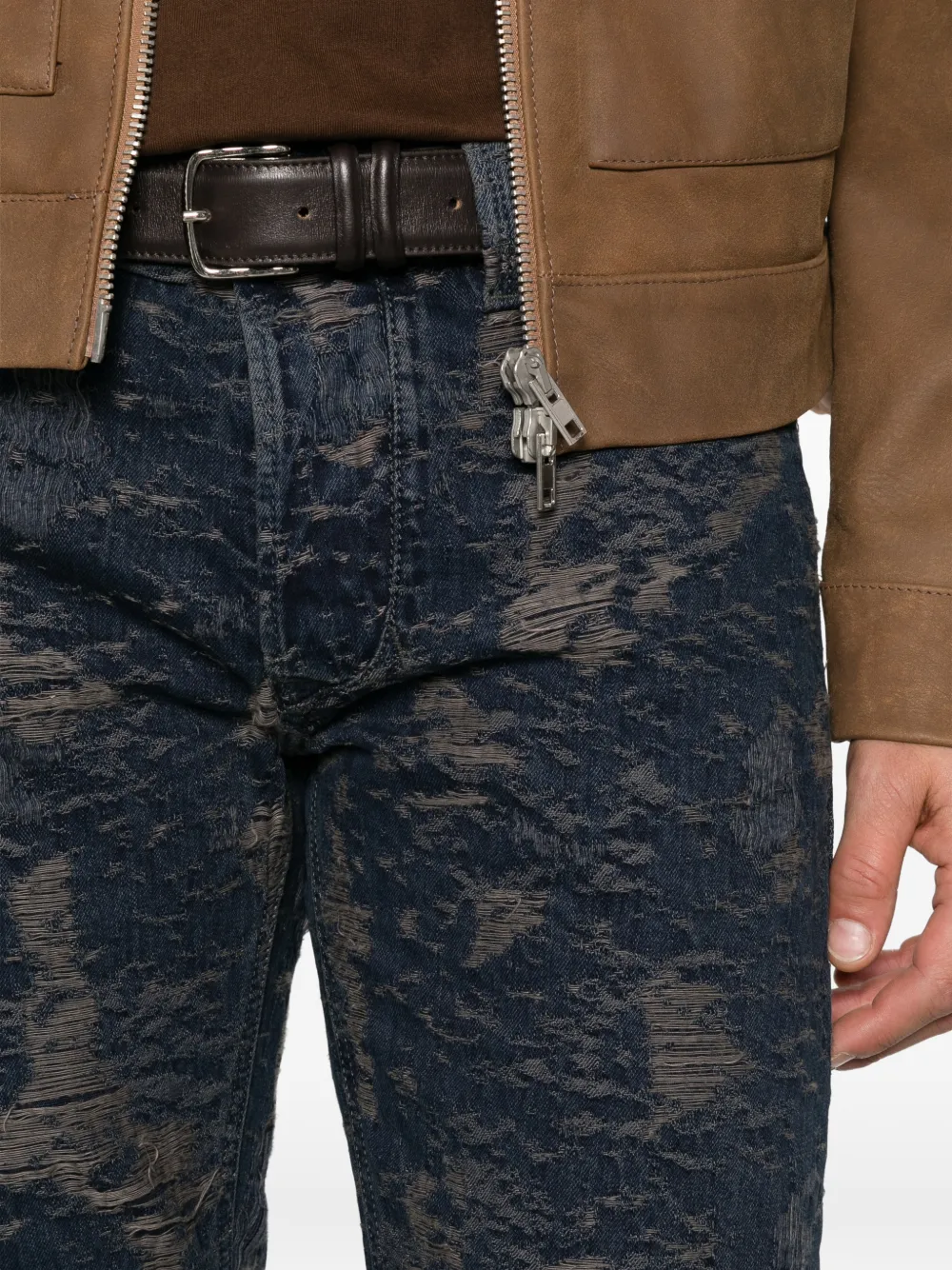 Diesel 1985 Laekee gerafelde jeans met jacquardbreisel Blauw