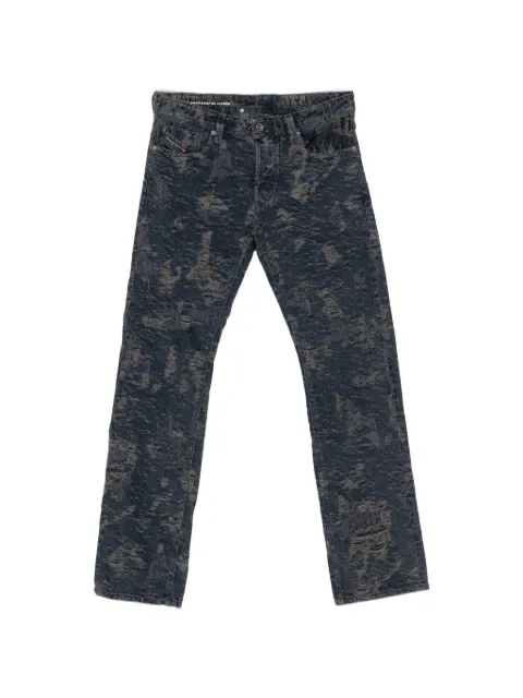 Diesel 1985 Laekee distressed jacquard-knit jeans