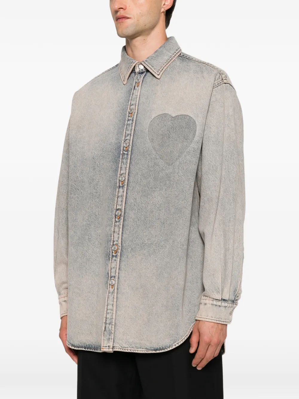 Moschino Overhemd met hartpatch Grijs