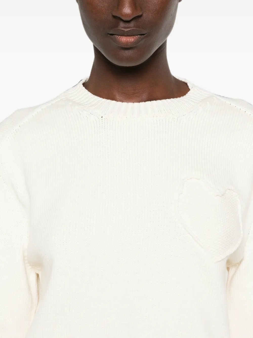 Moschino Trui met ronde hals en hartpatroon Beige