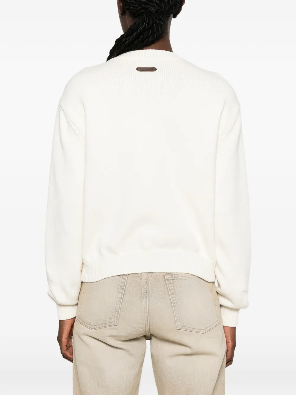 Moschino Trui met ronde hals en hartpatroon Beige