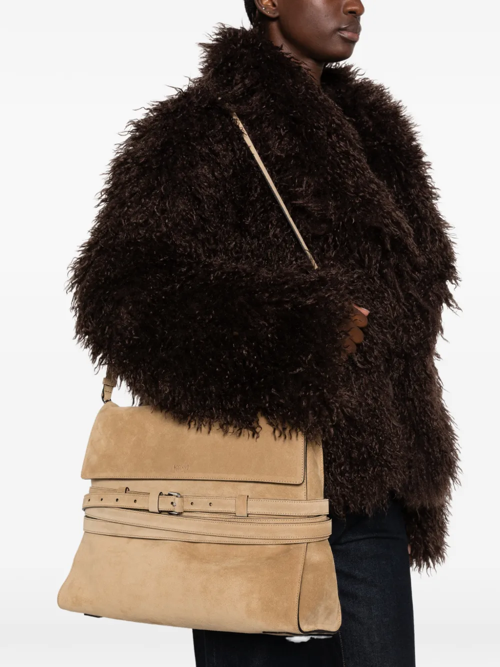 Moschino Suède shopper met riem Beige