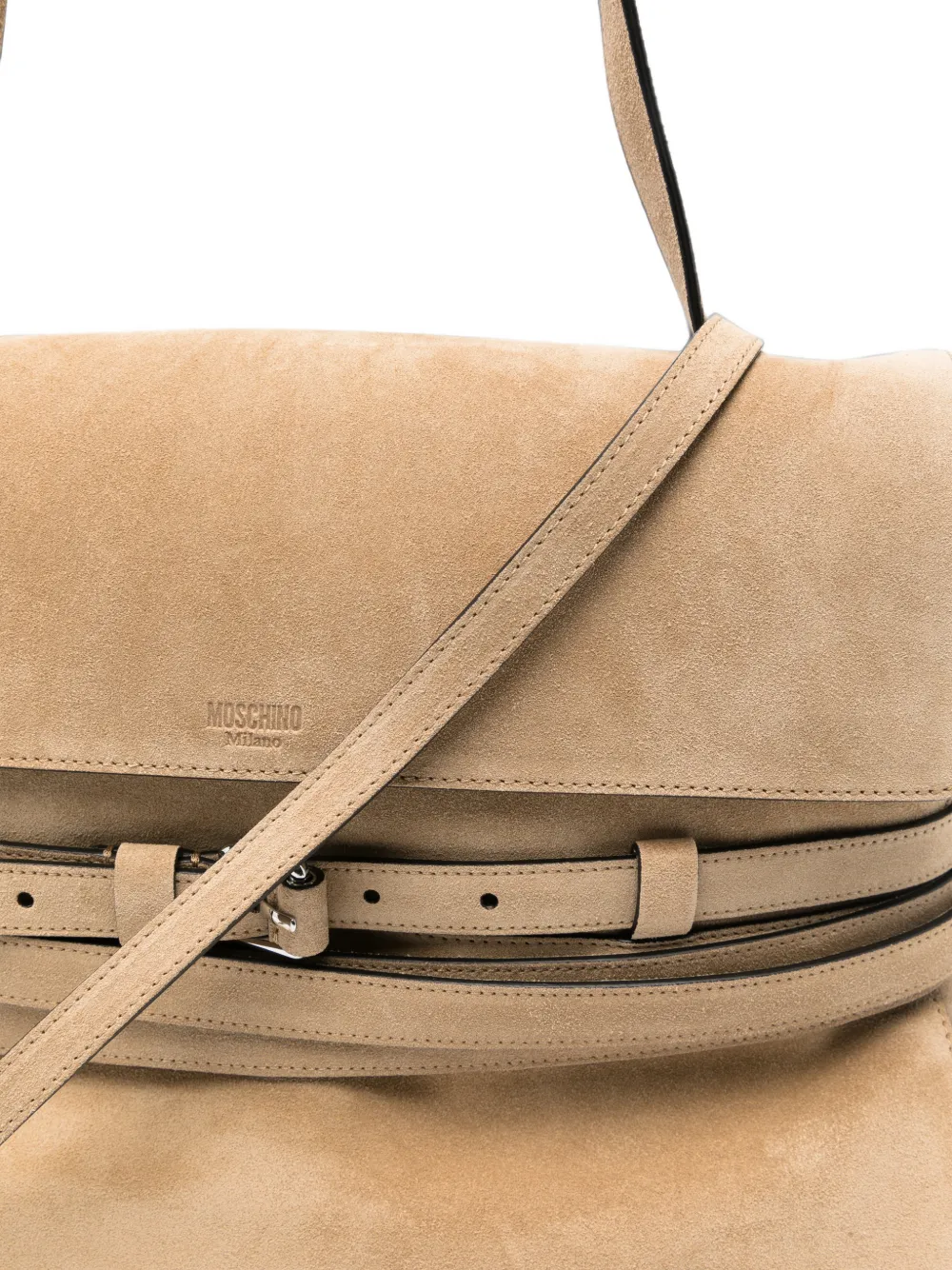 Moschino Suède shopper met riem Beige