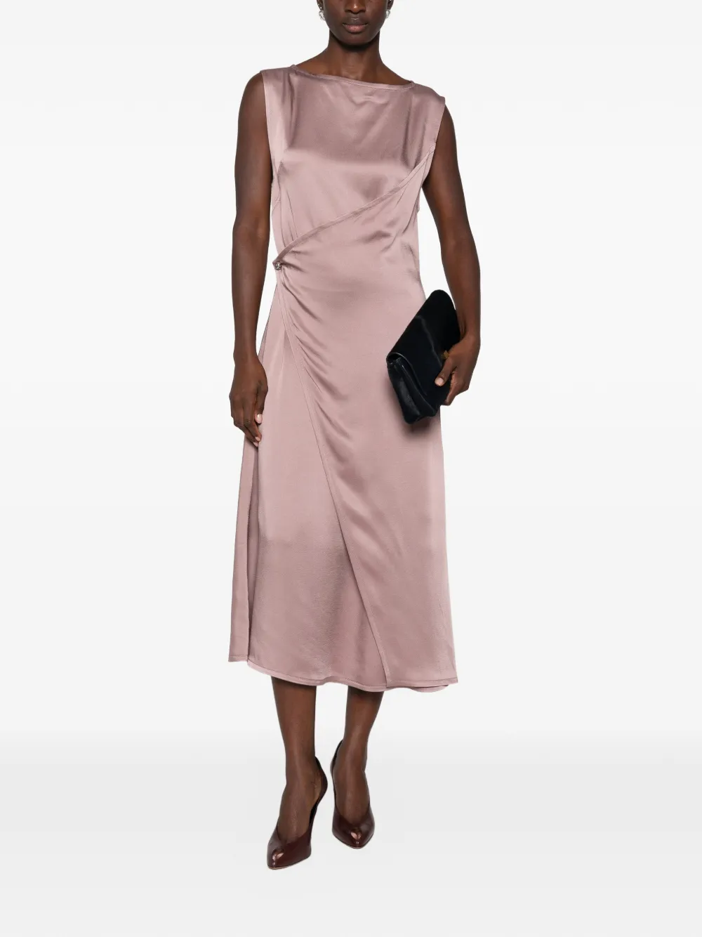 Lanvin Mouwloze midi-jurk met wikkel-effect Roze