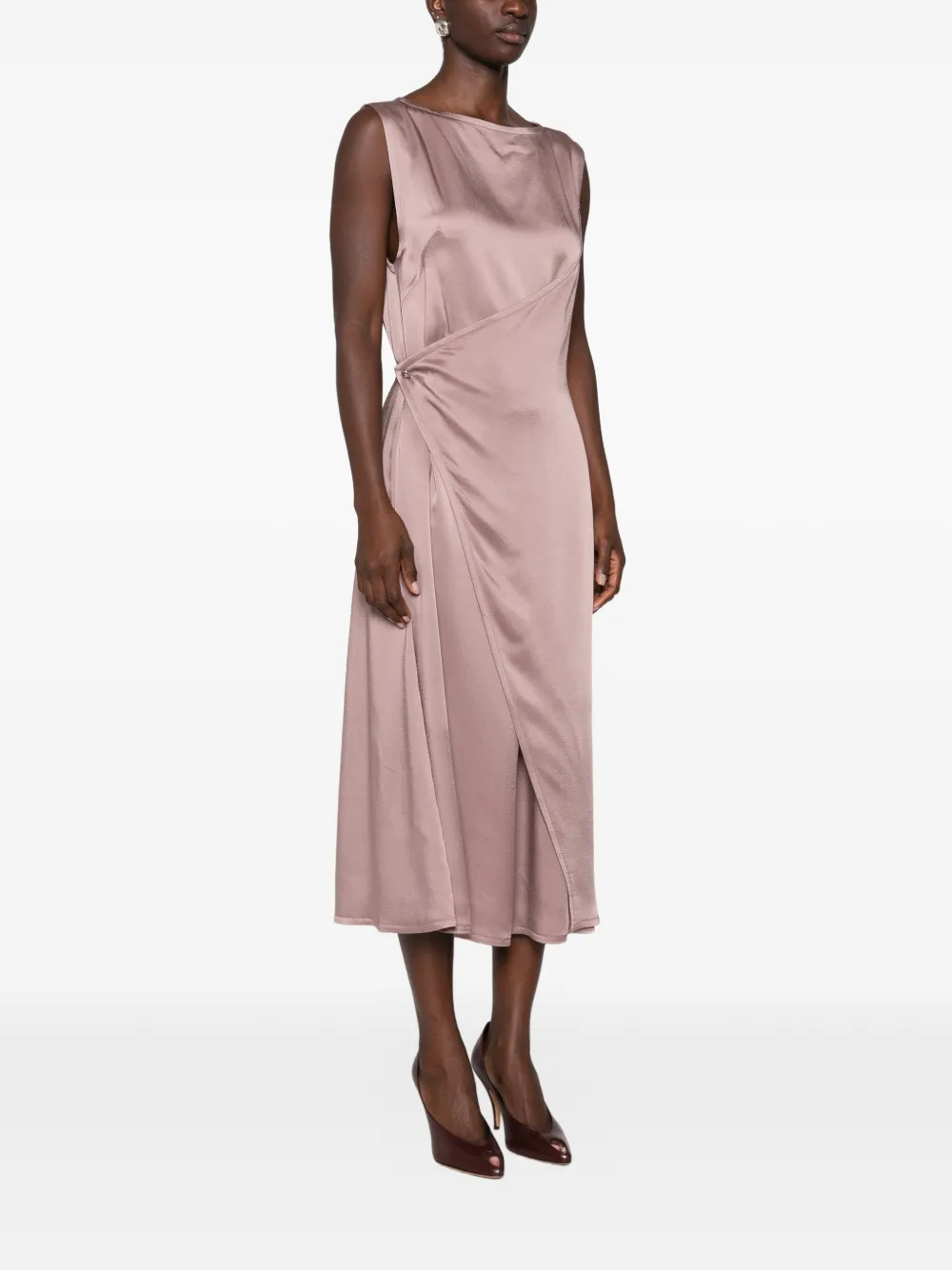 Lanvin Mouwloze midi-jurk met wikkel-effect Roze