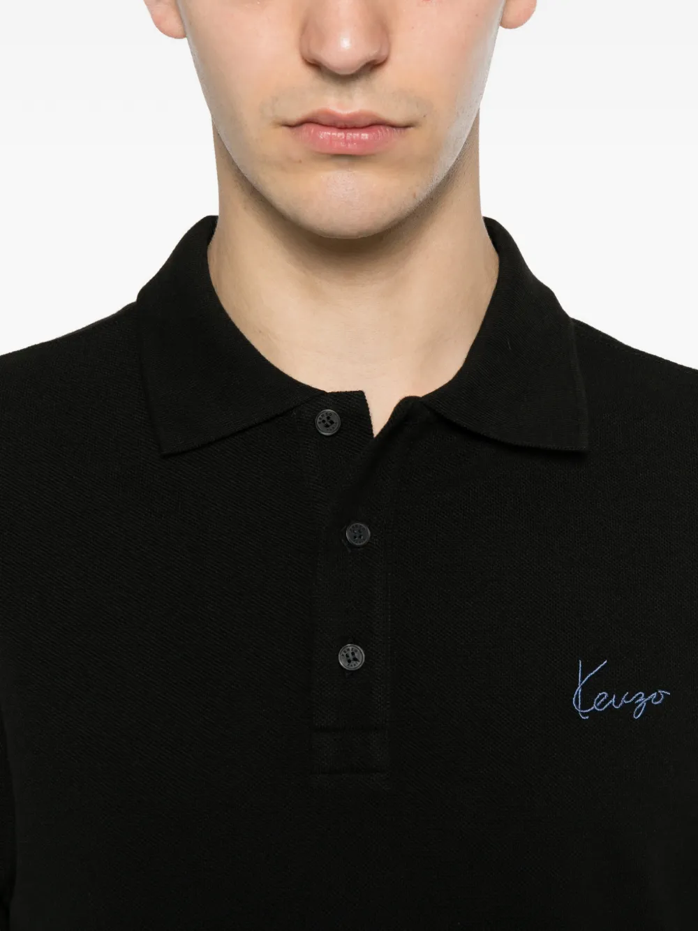 Kenzo Piqué poloshirt met geborduurd logo Zwart
