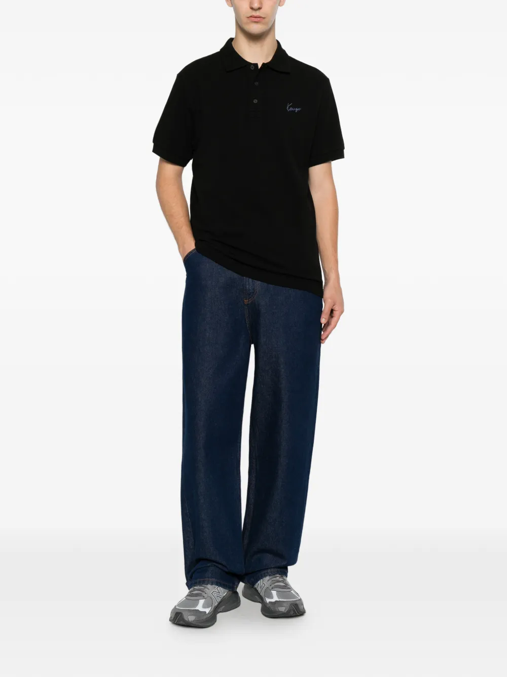 Kenzo Piqué poloshirt met geborduurd logo Zwart