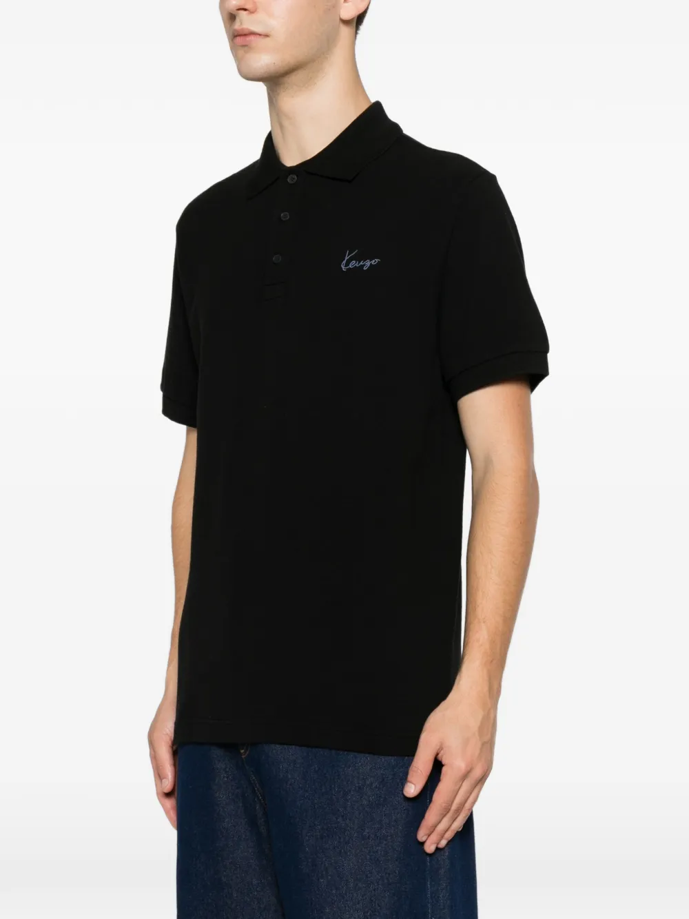 Kenzo Piqué poloshirt met geborduurd logo Zwart