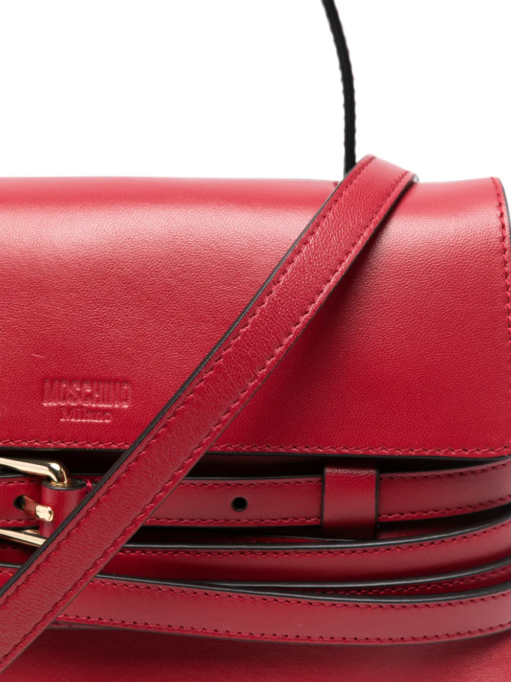 Moschino Leren shopper met riem-detail Rood