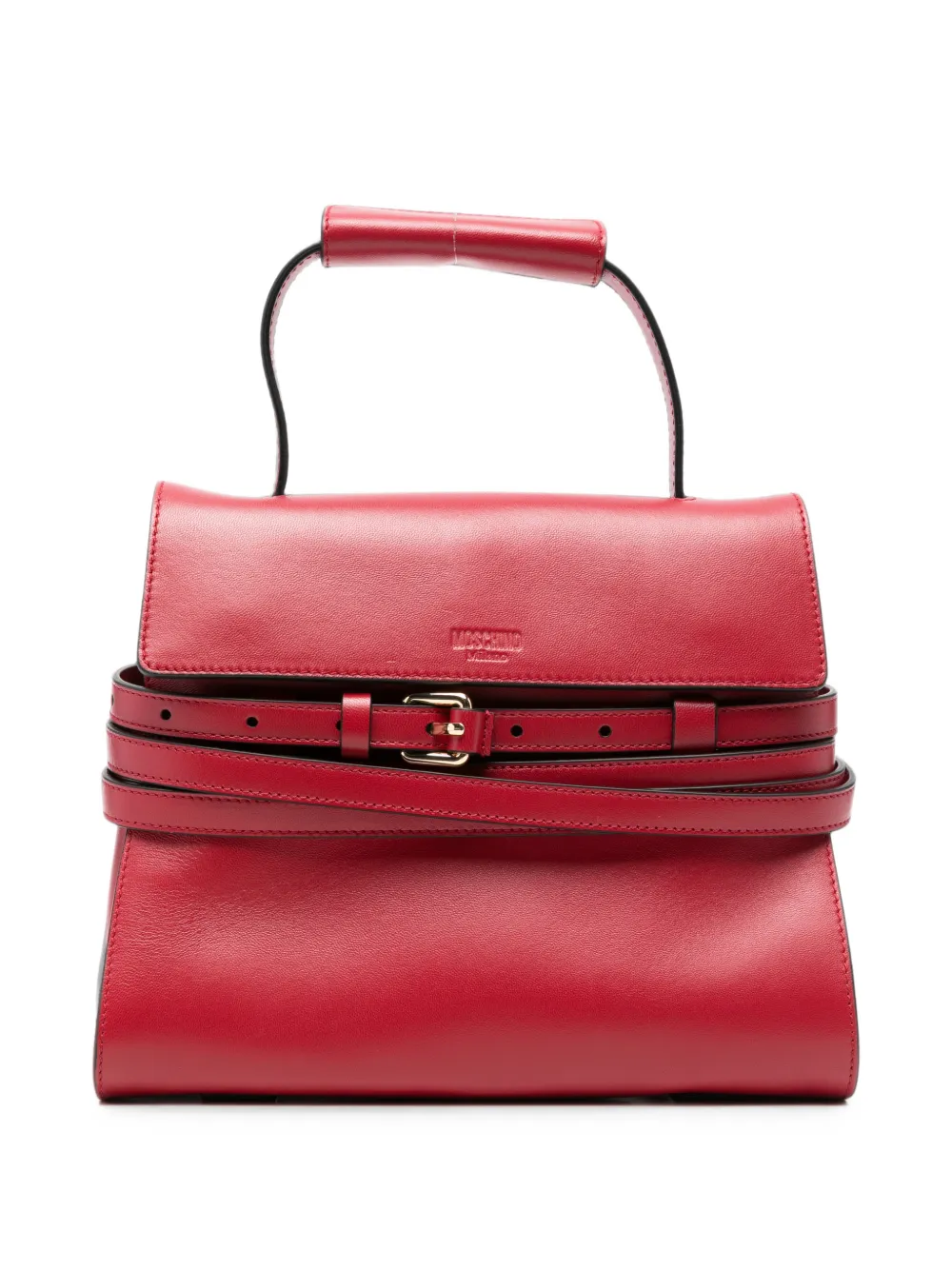 Moschino belt-detail leather tote bag