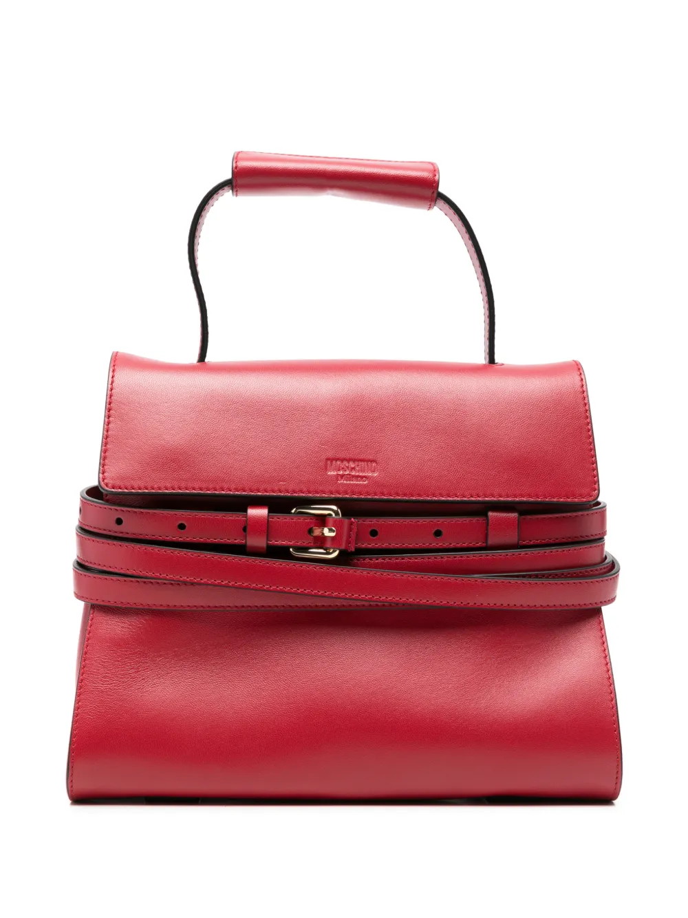 Moschino belt-detail leather tote bag