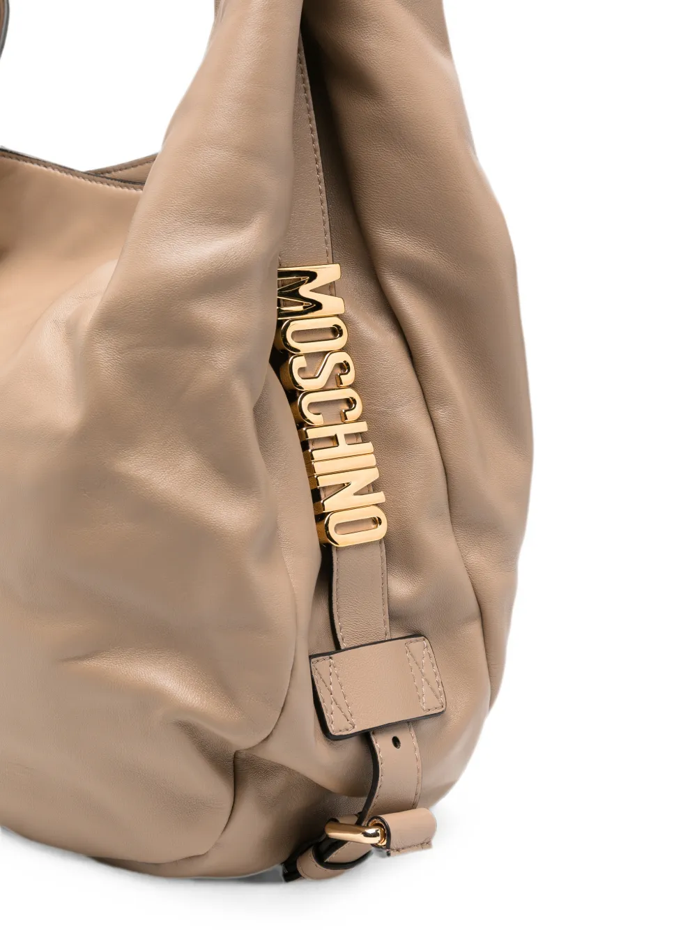 Moschino Handle Me shopper met logoplakkaat Beige