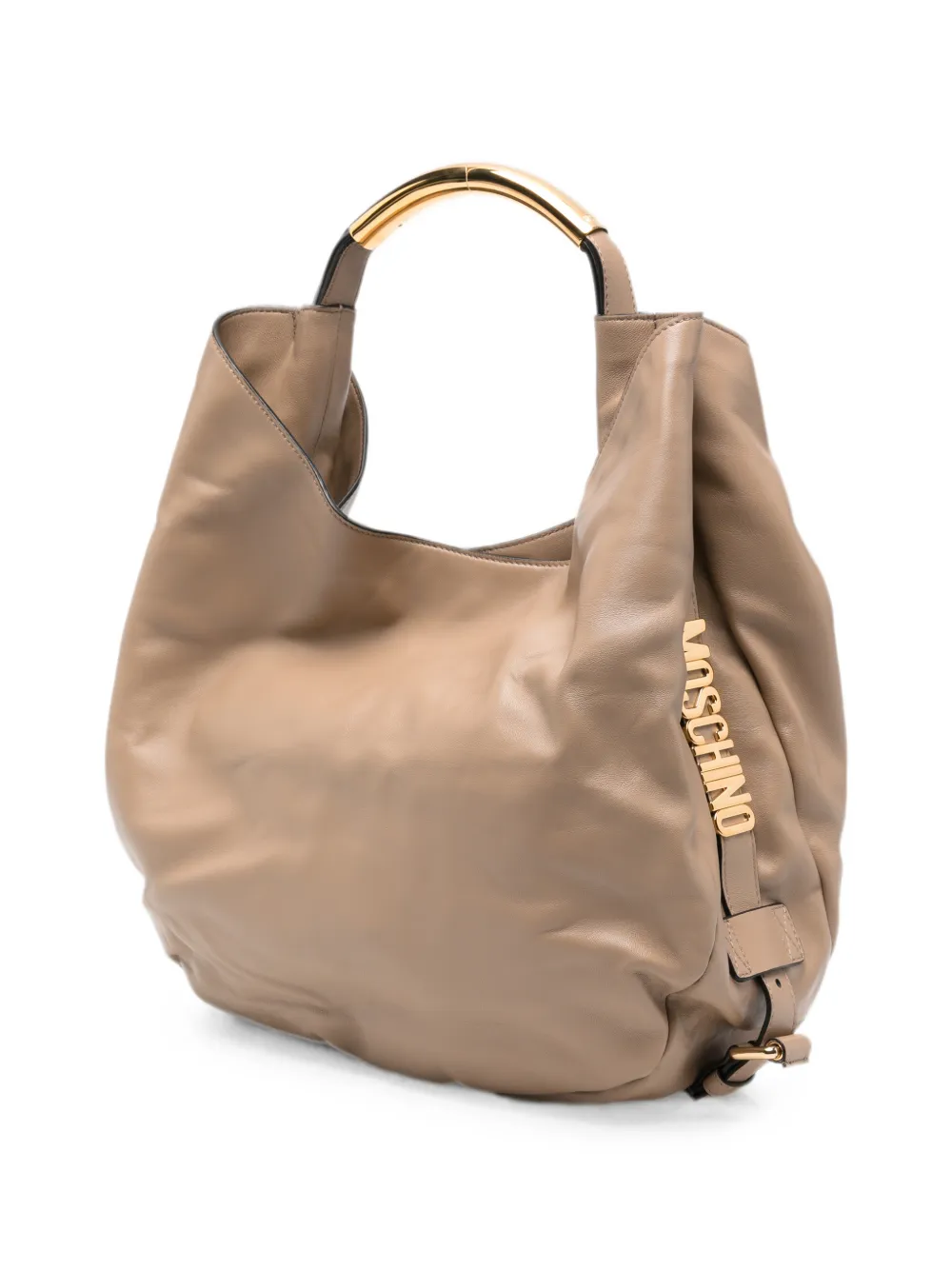 Moschino Handle Me shopper met logoplakkaat Beige