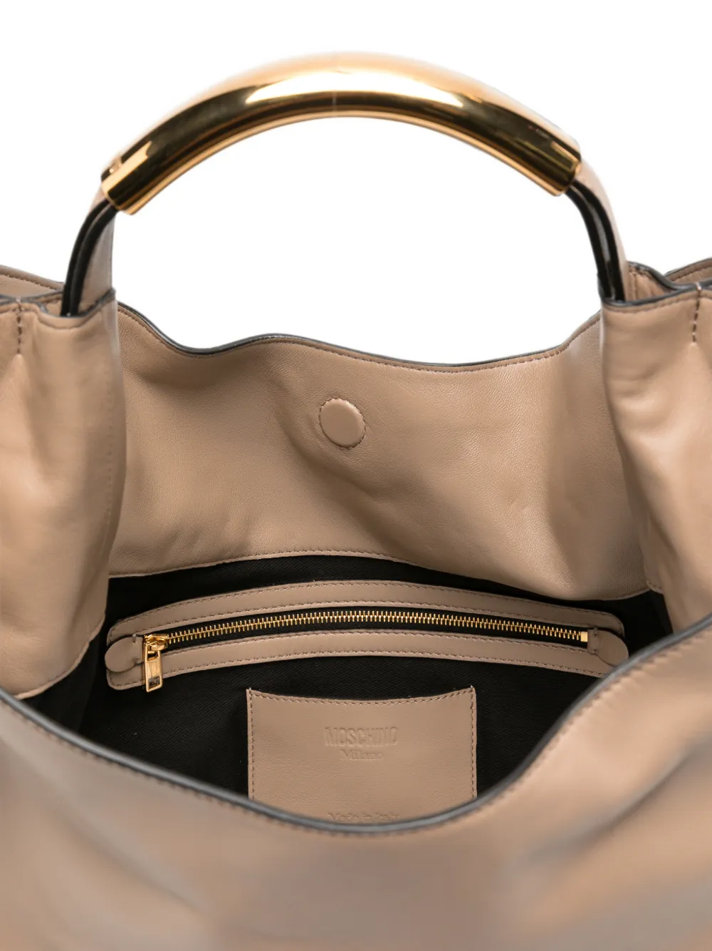 Moschino Handle Me shopper met logoplakkaat Beige