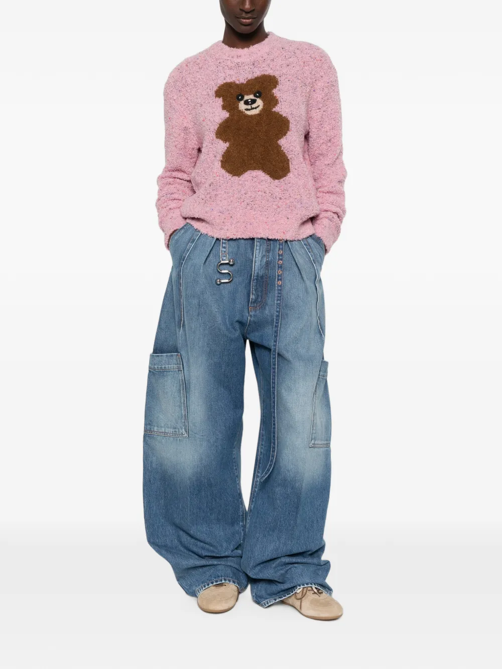 Moschino Teddy Bear bouclé trui van wolblend Roze