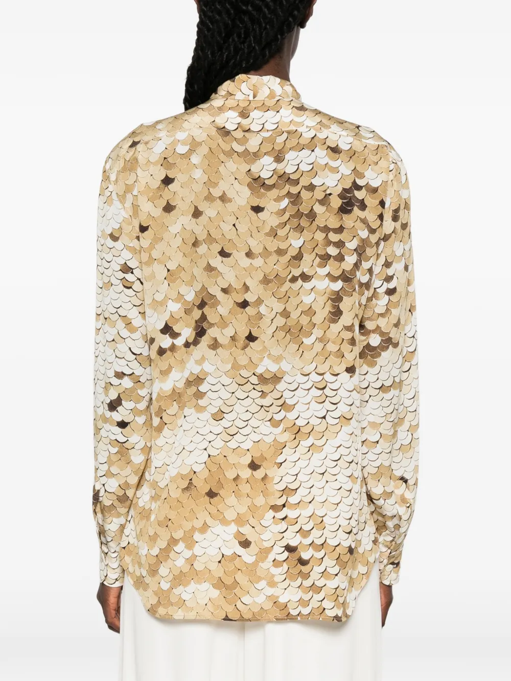 Moschino Blouse met strik en print Beige