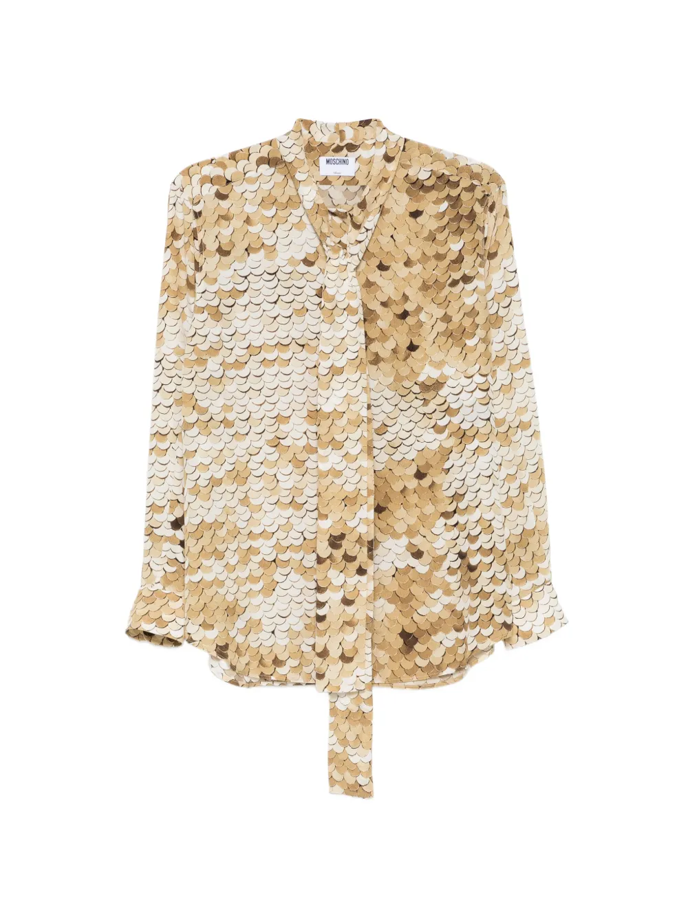 Moschino print-detail pussy-bow shirt - Toni neutri