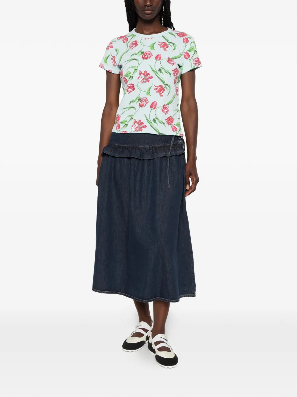 Kenzo T-shirt met bloemenprint Blauw