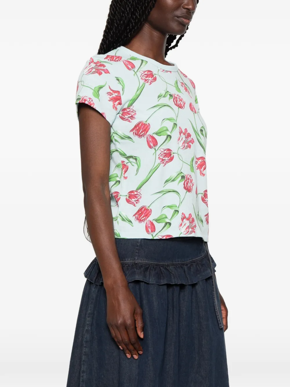 Kenzo T-shirt met bloemenprint Blauw