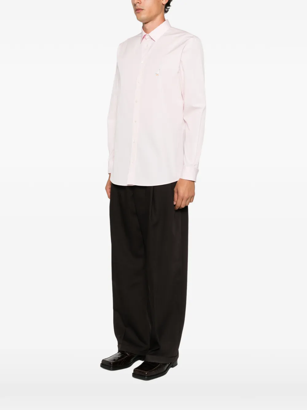 Moschino embroidered-logo shirt Roze