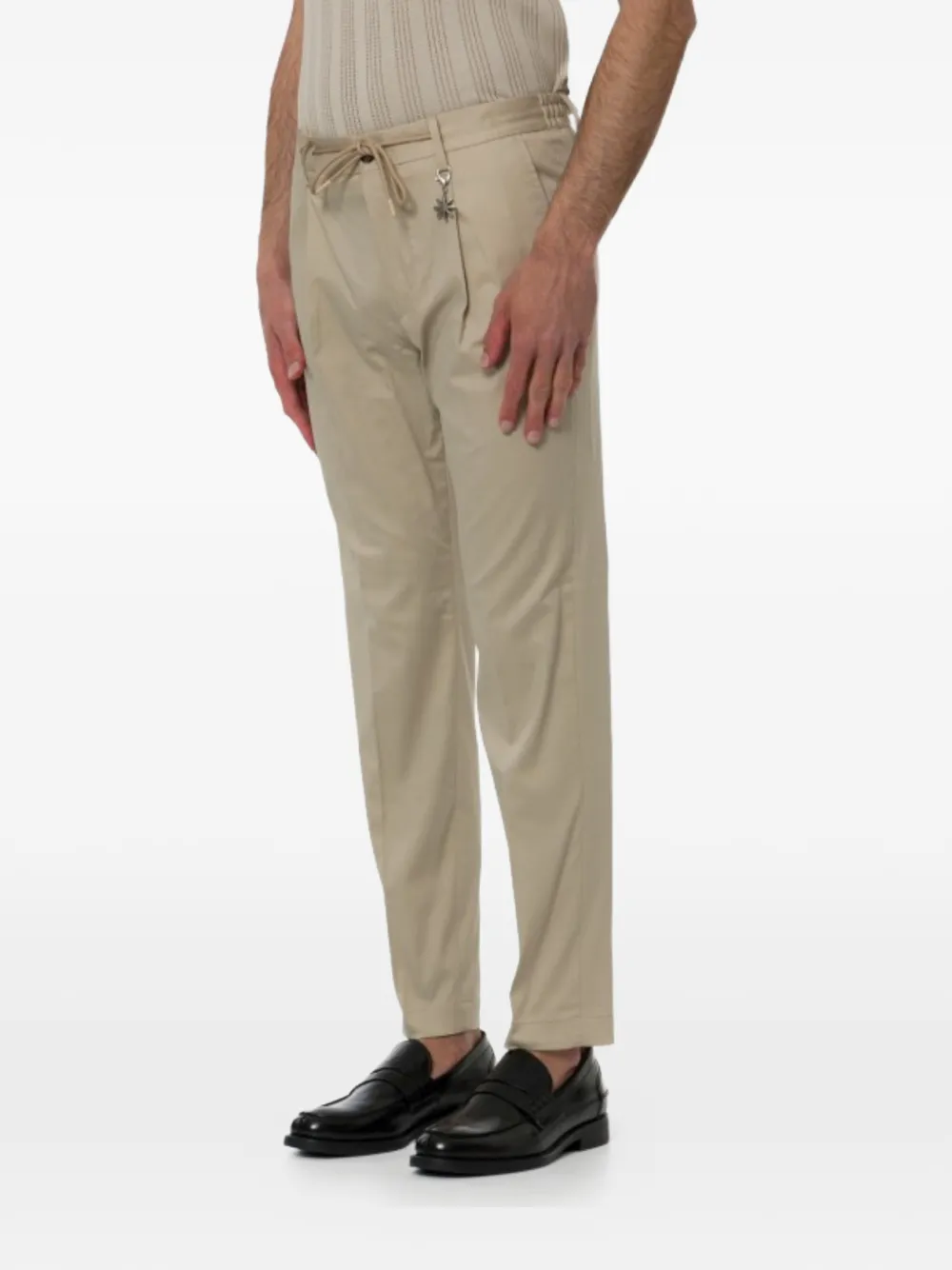 Manuel Ritz Broek met trekkoordtaille Beige