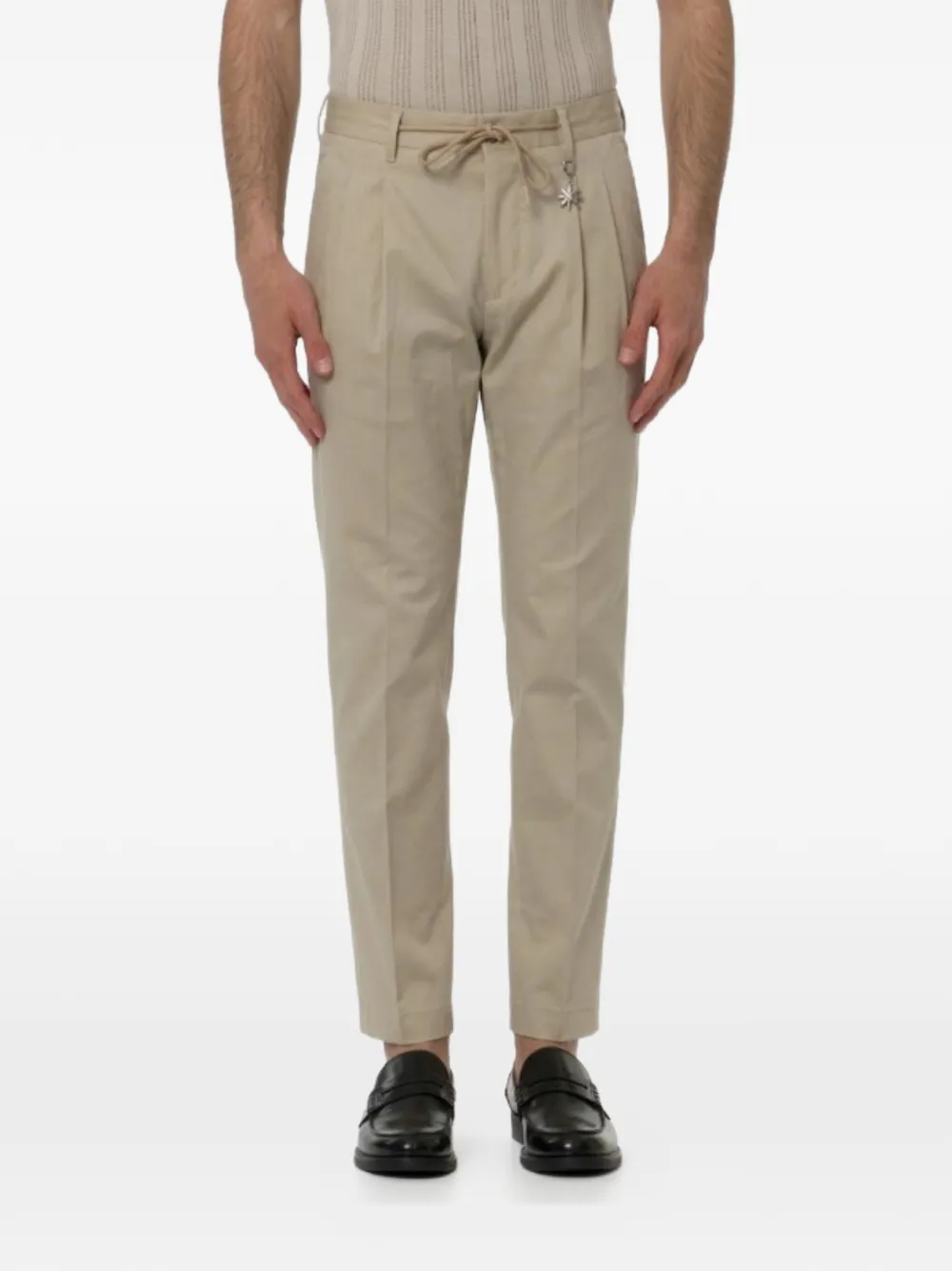 Manuel Ritz Broek met trekkoordtaille Beige