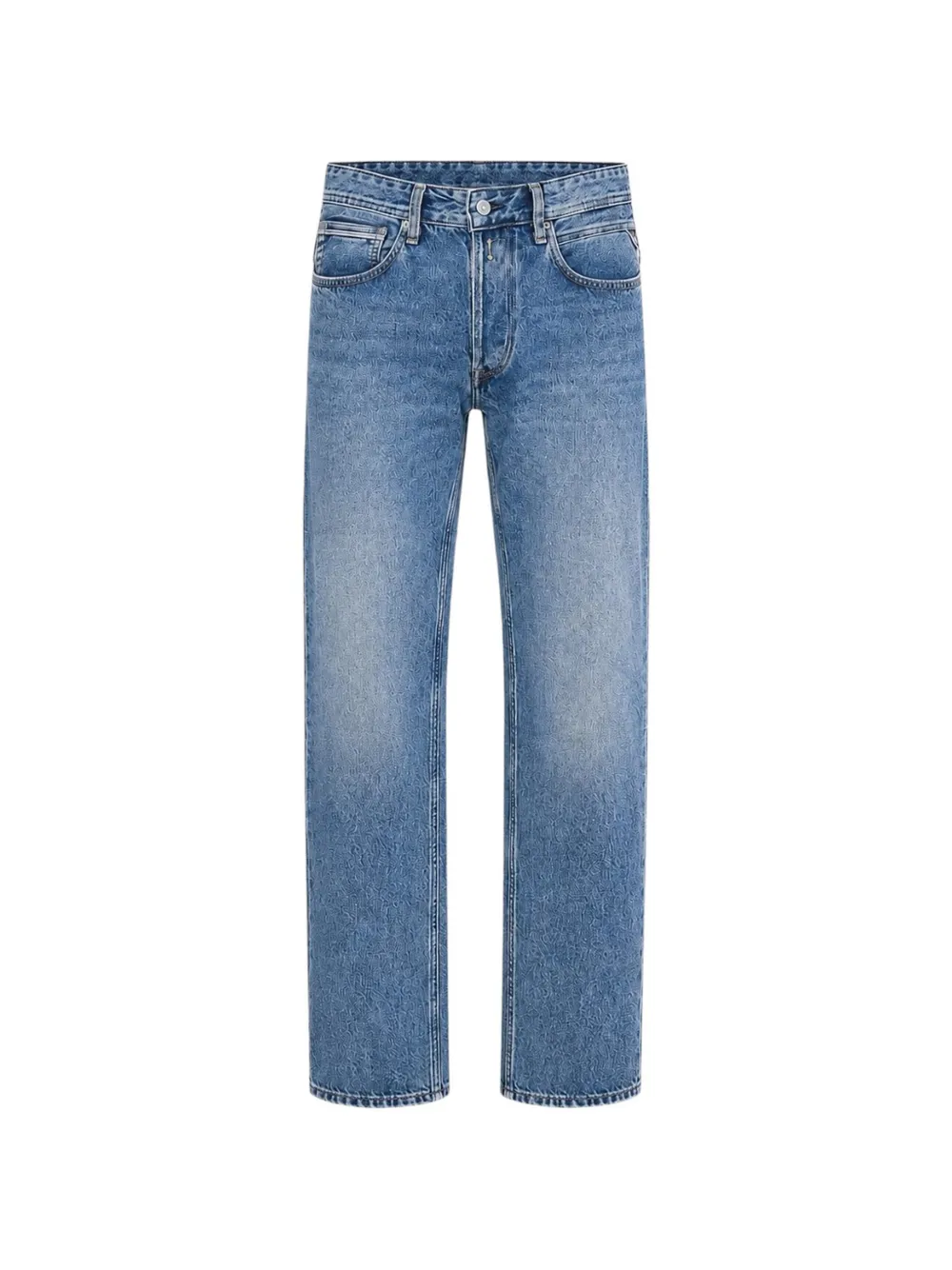 Replay faded-effect logo-patch jeans - Blu