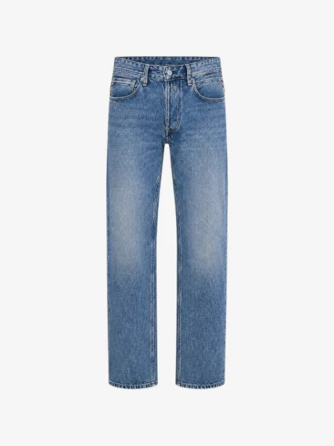 Replay faded-effect logo-patch jeans