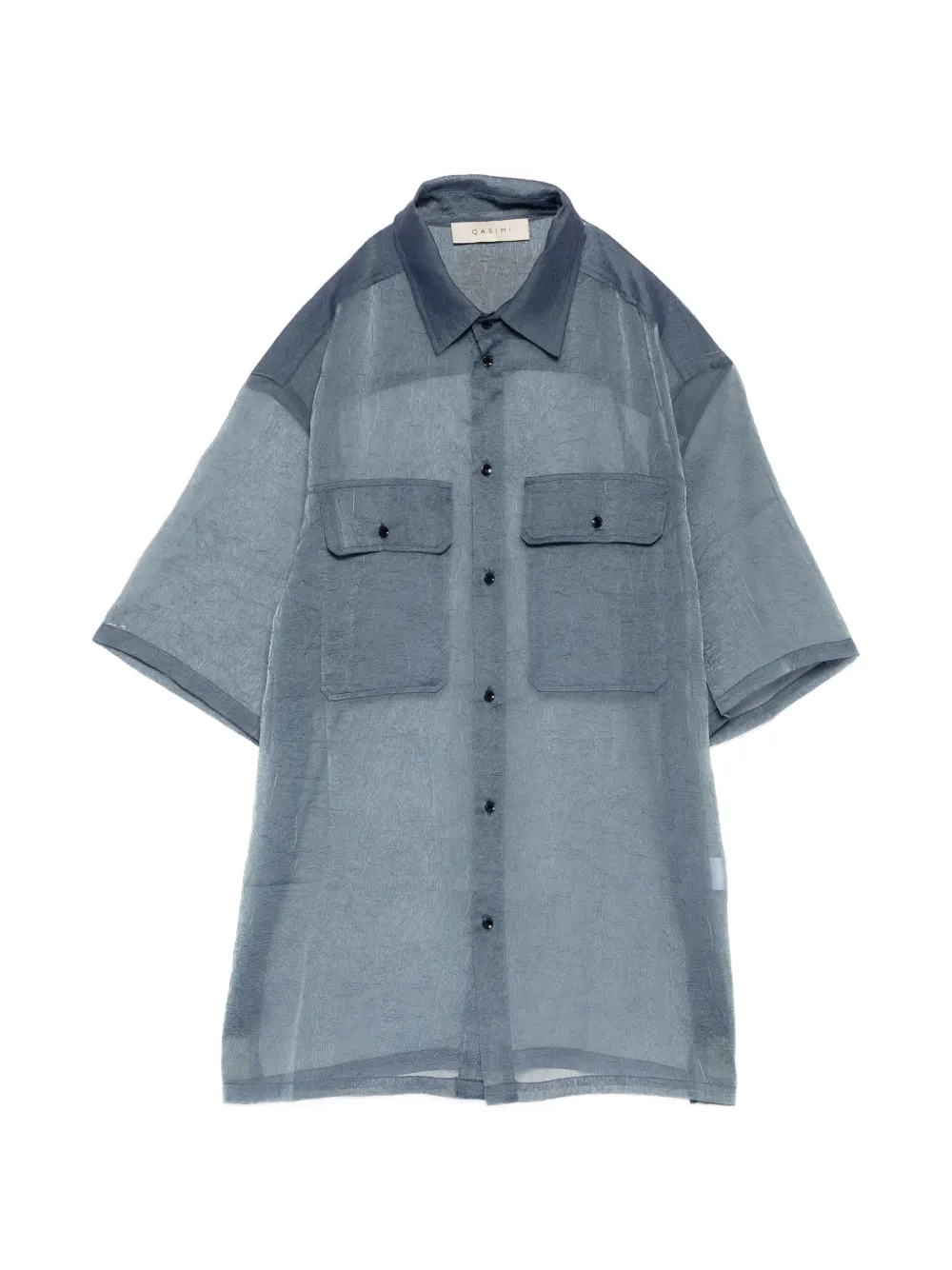 Qasimi crinkled-finish short-sleeved shirt - Blu