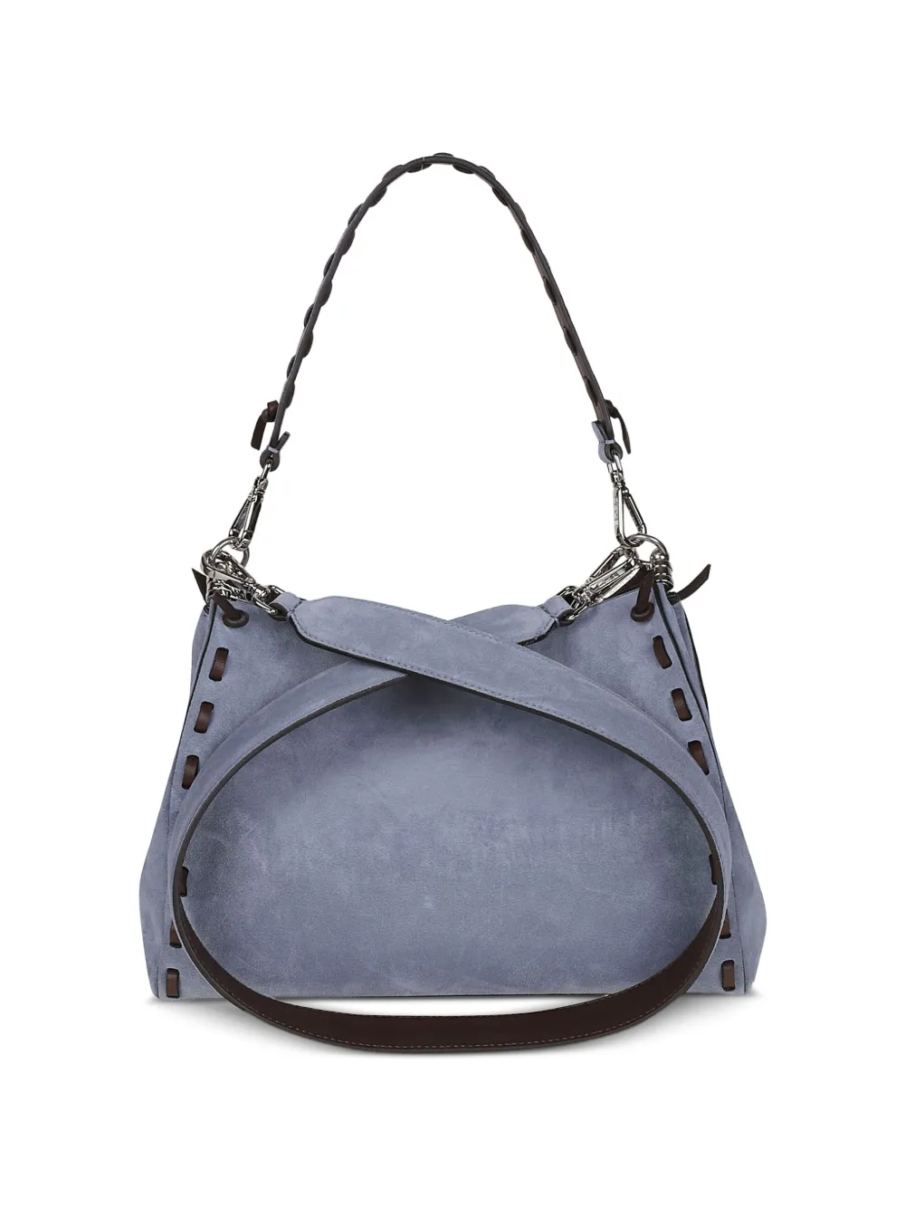ETRO Medium Vela suède schoudertas met afwerking Blauw