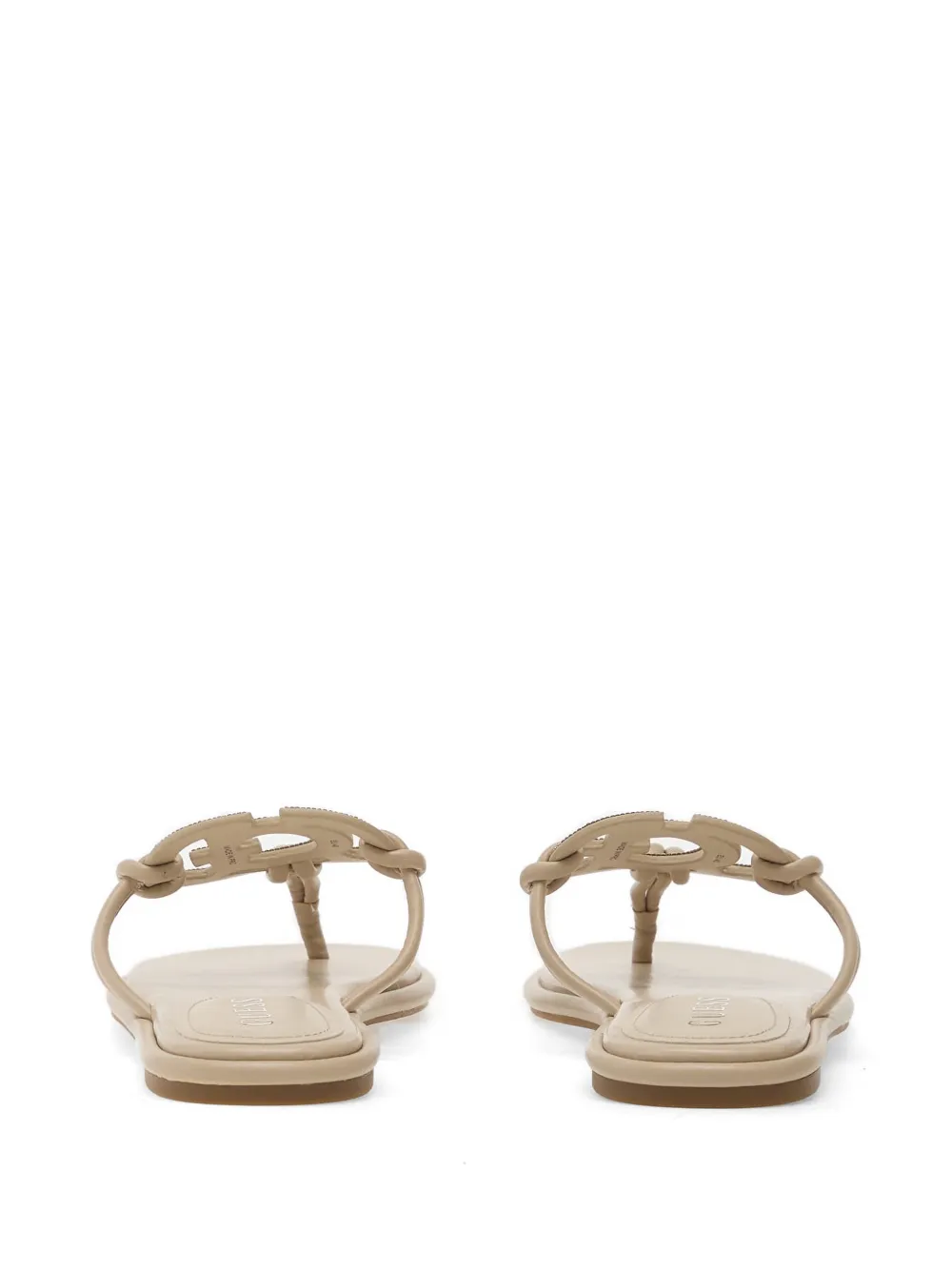 GUESS USA crystal-embellished logo-plaque sandals Beige