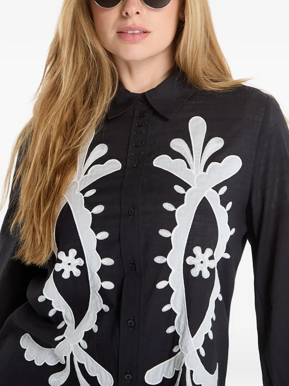 Desigual Blouse met borduurwerk Zwart