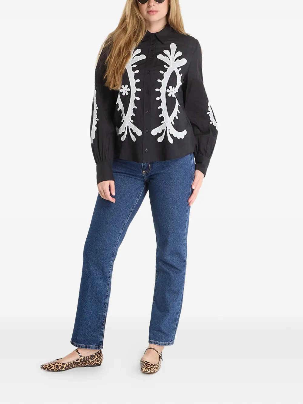 Desigual Blouse met borduurwerk Zwart