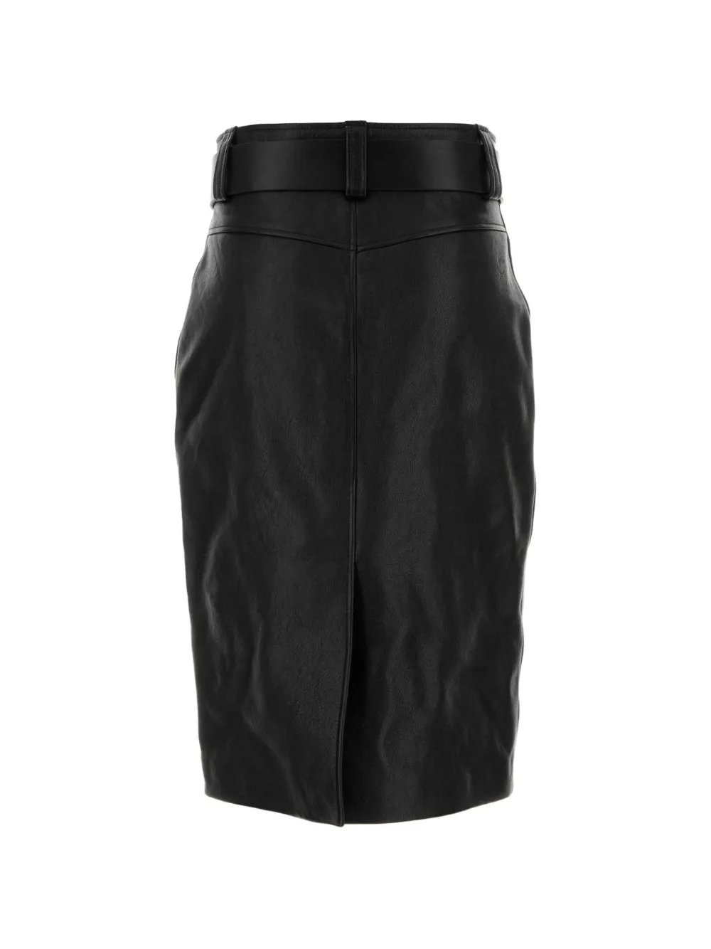 Saint Laurent Leren kokerrok met ceintuur Zwart