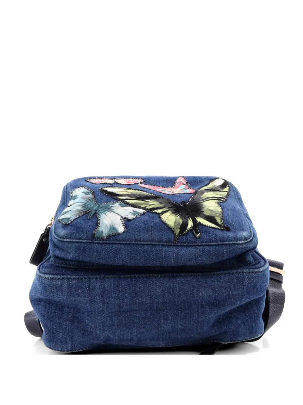 Valentino Garavani Pre-Owned Denim with Butterfly Applique Medium backpack - Blu