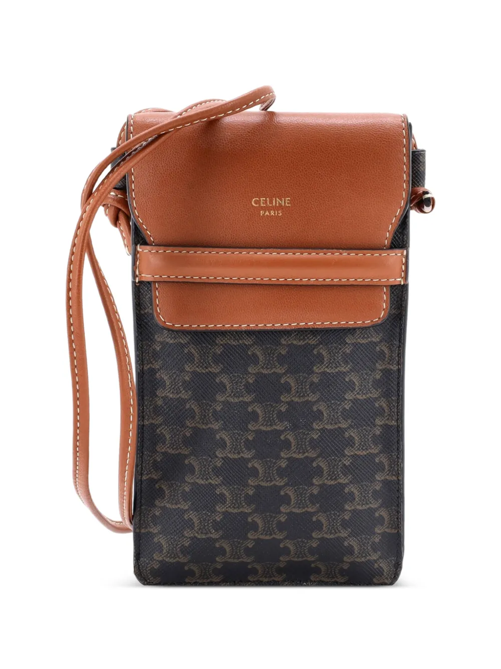 Celine Pre-Owned Beschichteter Triomphe Handybeutel aus Canvas und Leder - Braun